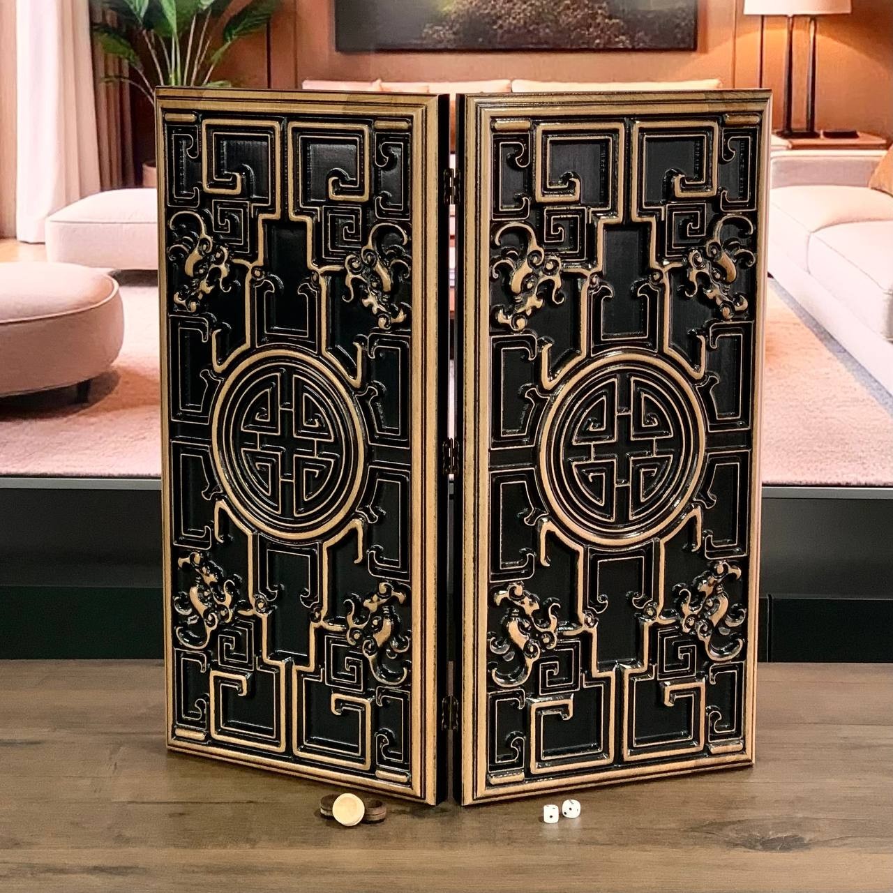 Luxury Wood Backgammon Set Lion Design Handmade Maple Wood Custom Gift 24″