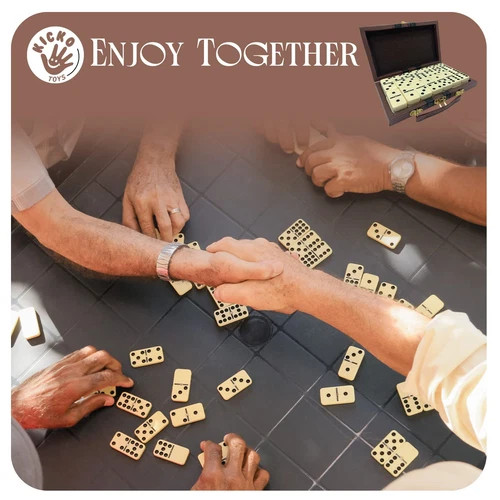 Premium Classic Domino Set – Jumbo – Double Six – 28 Thick Pieces in Durable Woo