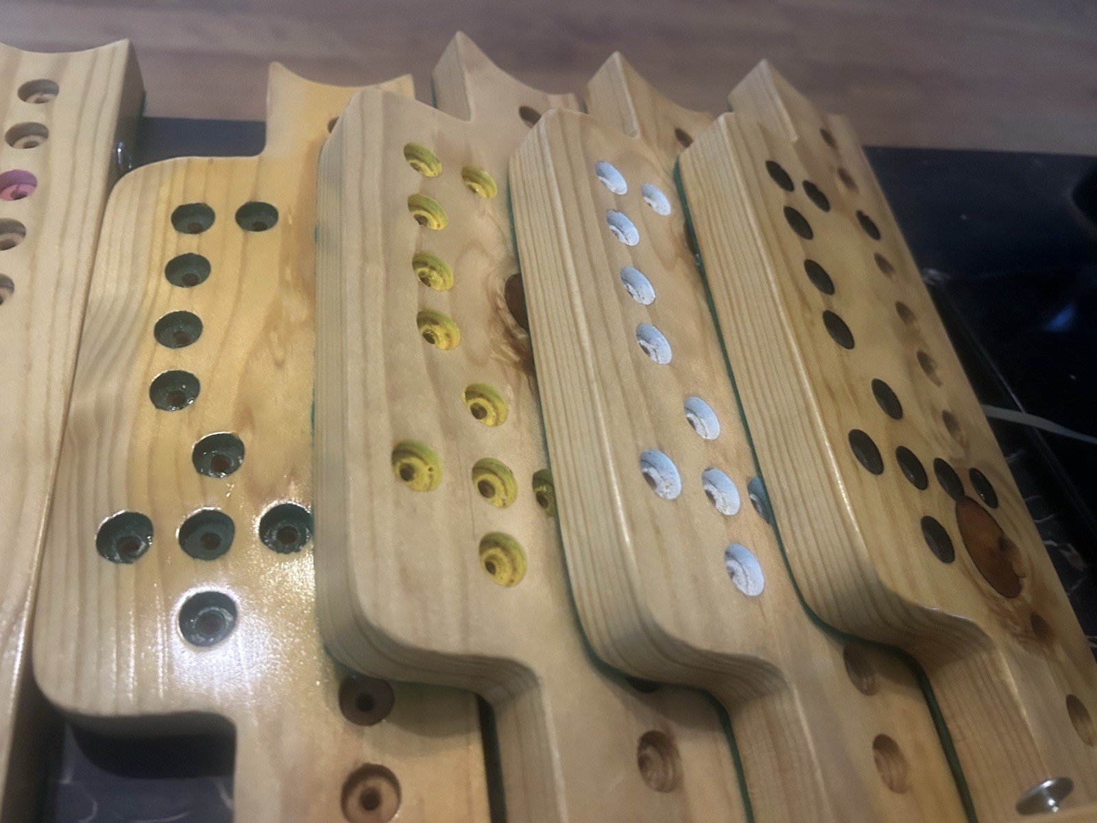 Beautiful Vintage Handmade Wooden Aggravation Fast Track Game Board & Pegs