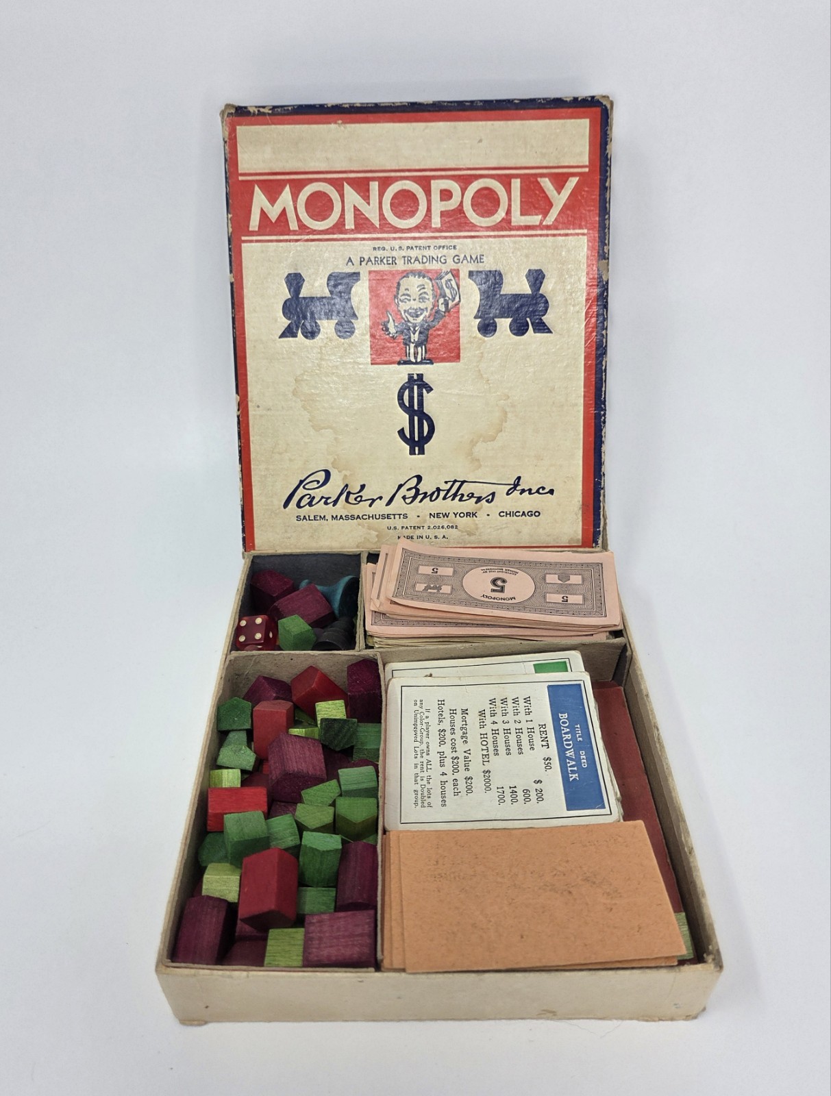 Rare 1941 MONOPOLY Game-Parker Brothers-“Trade Mark” Black Box-No Board Vintage