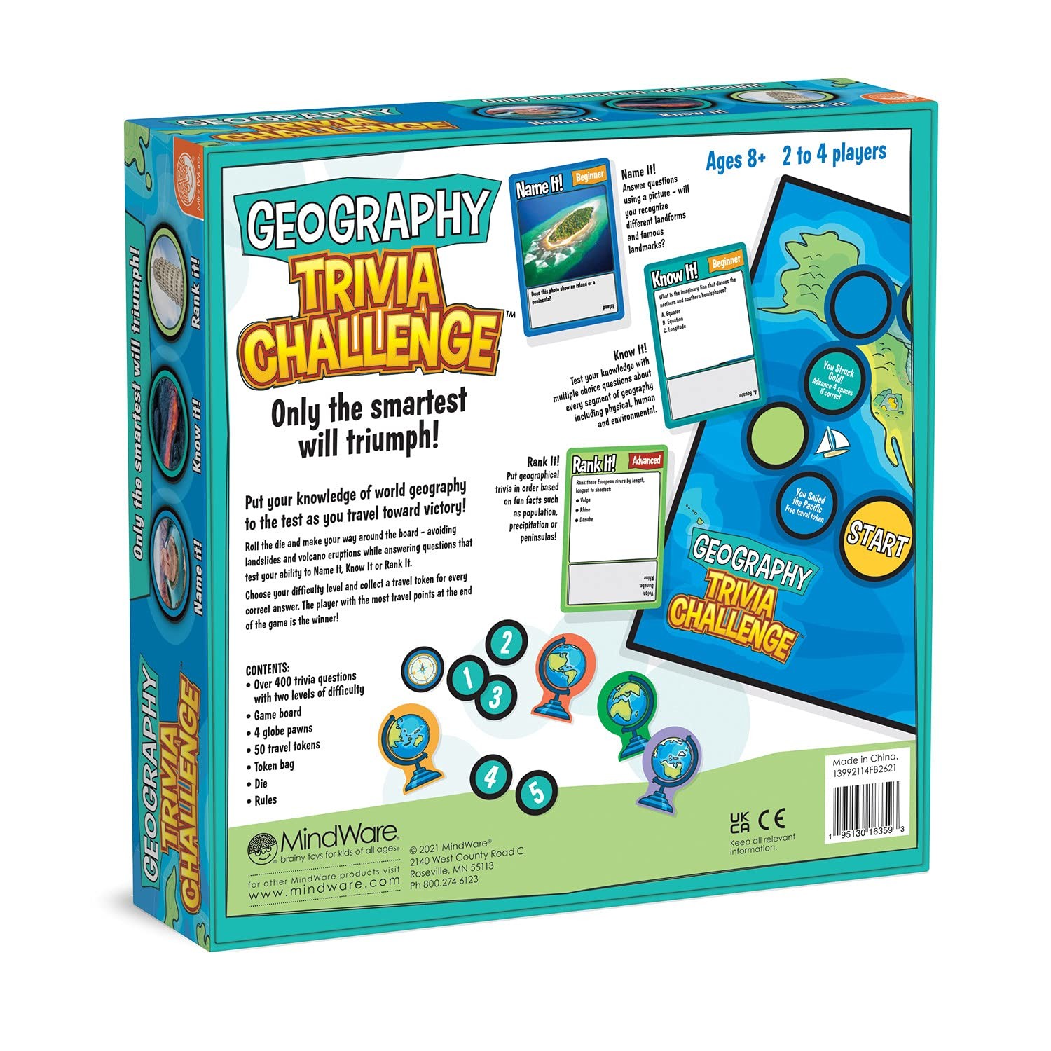 MindWare Geography Trivia Challenge – Board Game for Kids 8-12 and Up – Fun T…