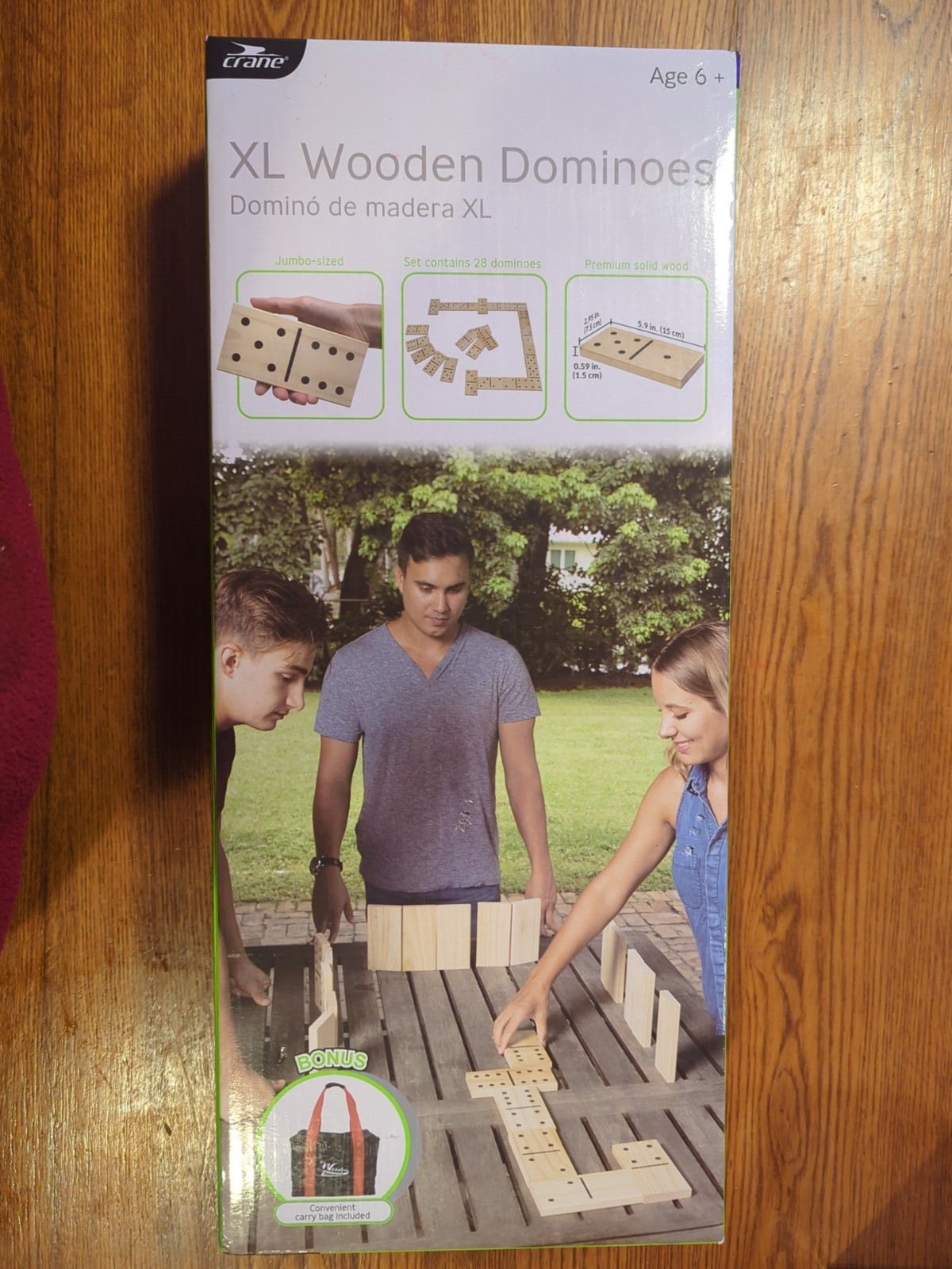 Crane XL Wooden Dominoes with Bonus Carry Bag – Brand New!!