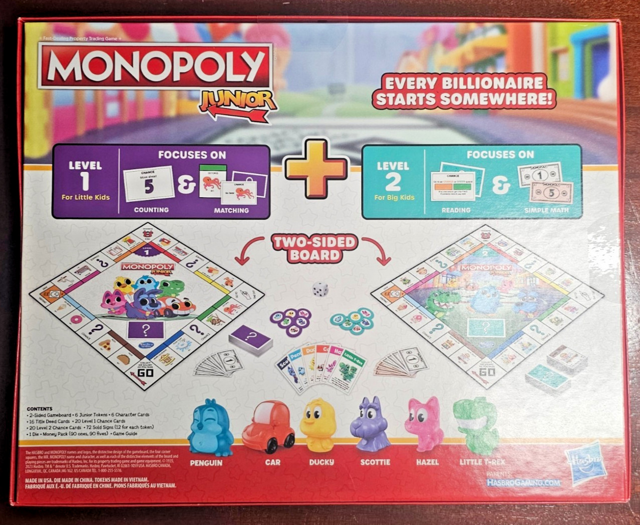 Monopoly, Junior NEW! Age 4 up 2 Games in 1 little kids to Adult, Hasbro Games