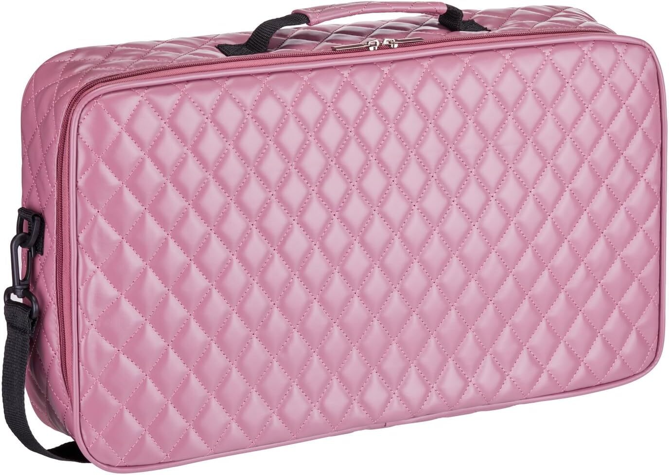 “Purple Pink”Quilted PU Leather Mahjong Carry Bag with Zippered Storage Pocket.