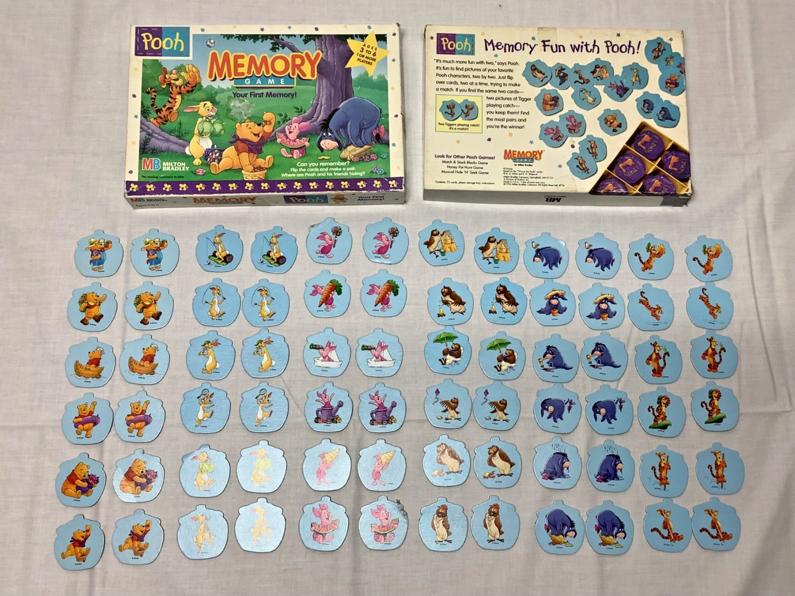 Vintage Winnie The Pooh 1996 Memory Game 100% Complete Milton Bradley Ages 3-6