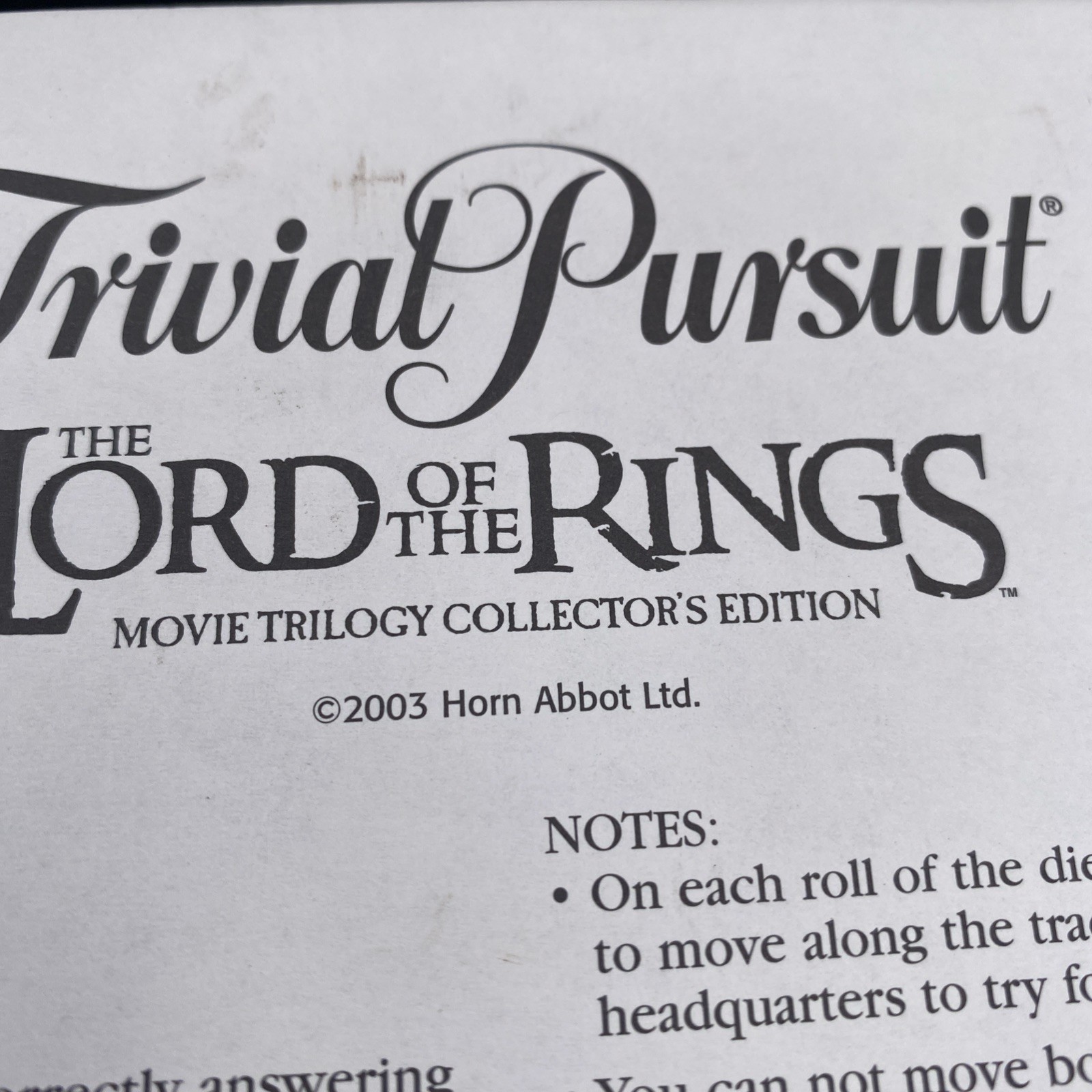 Trivial Pursuit The Lord Of The Rings Movie Trilogy Collector’s Edition Complete