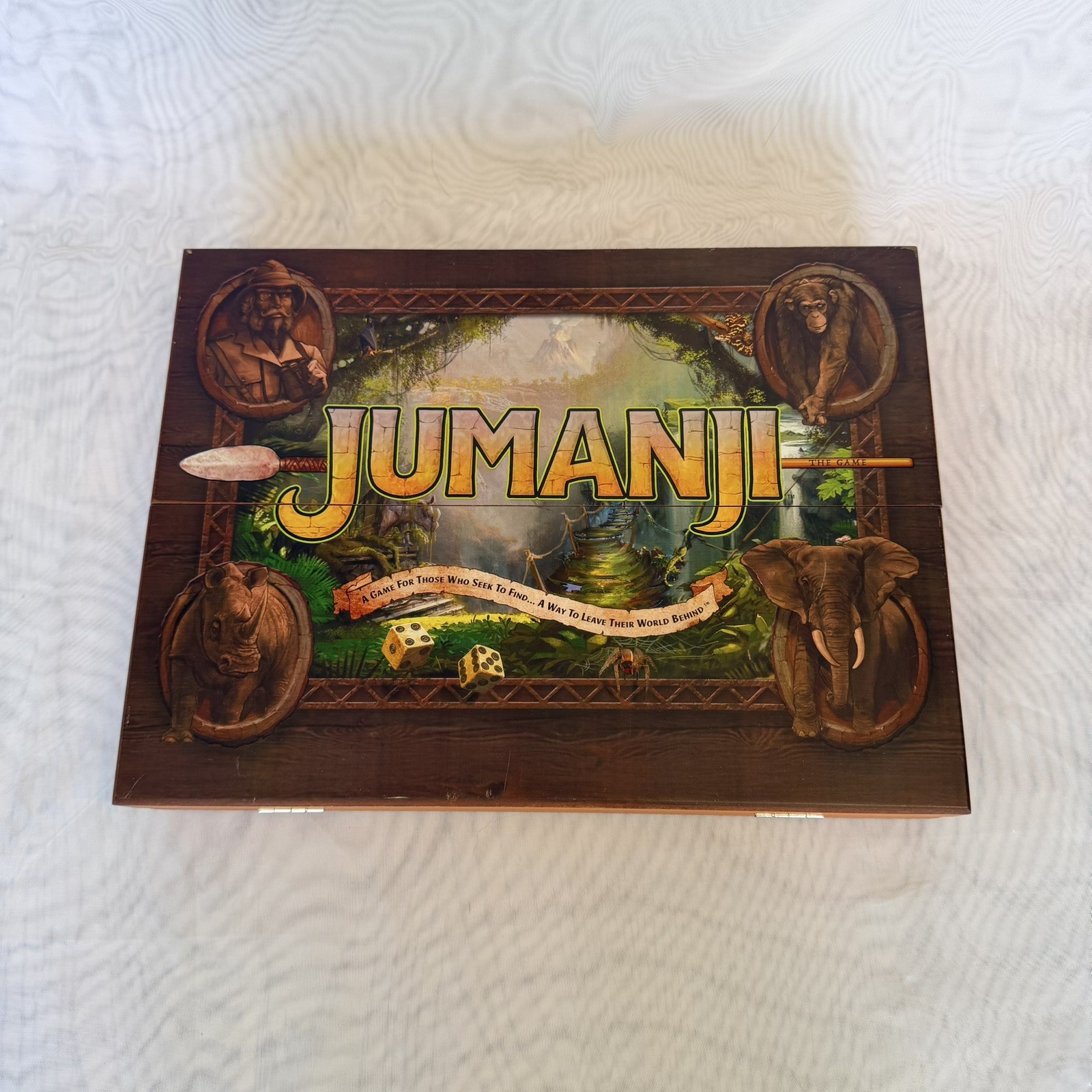 Jumanji The Game Real Wooden Box Edition of the Classic Adventure Game Complete