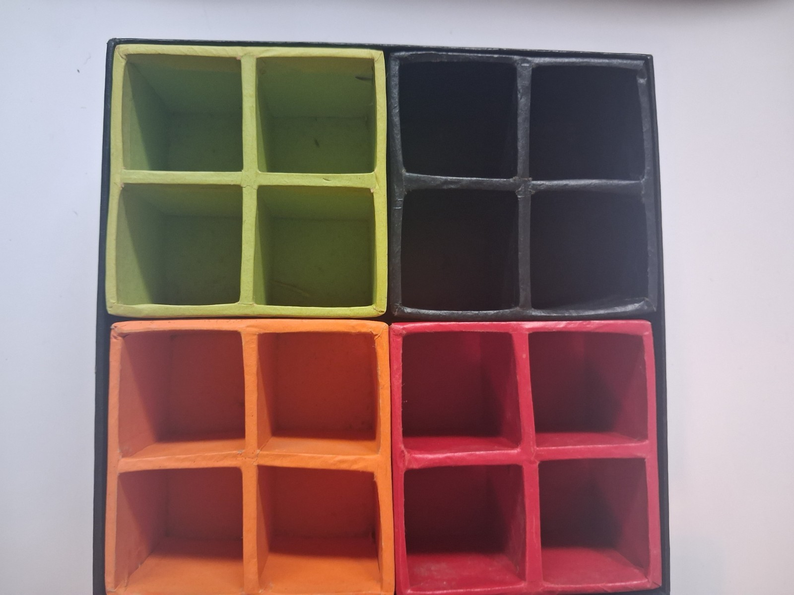 Vintage 1920s Chinese Counter Holders Box Mahjong Game Organizer w/ 4 Color Tray