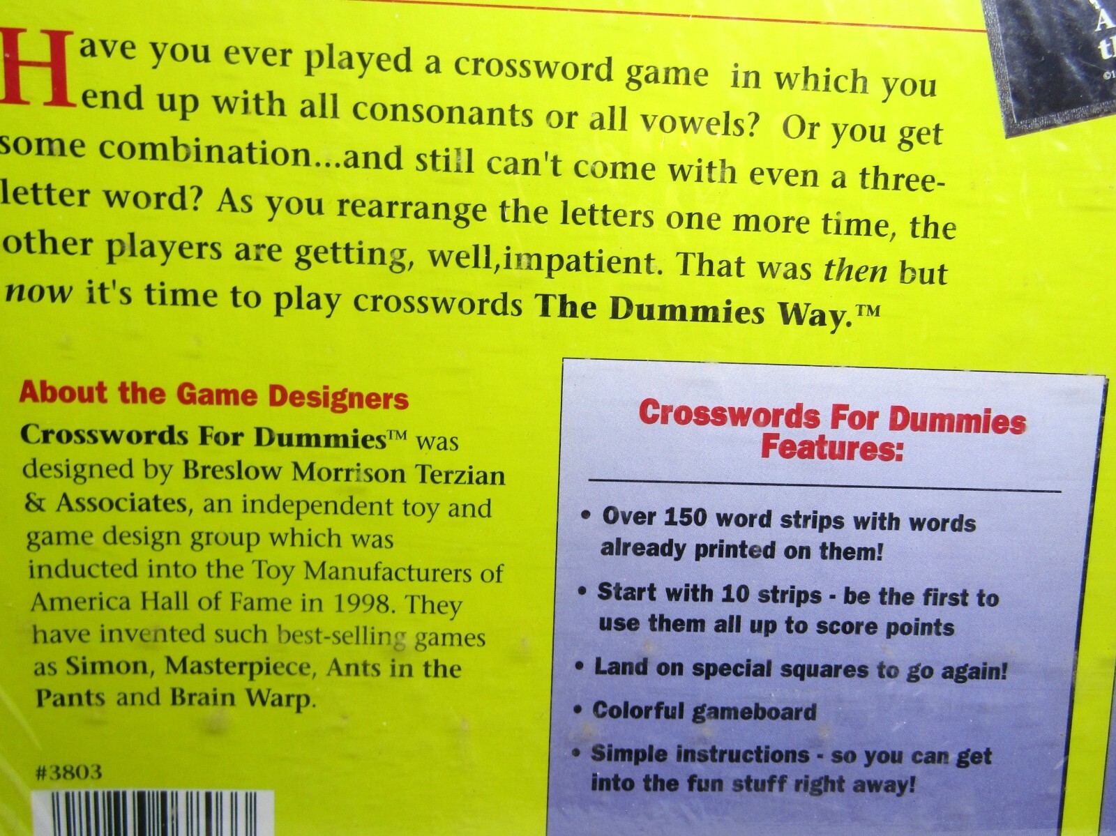 CROSSWORDS for Dummies Game 2-4 Players Ages 12+ NEW Sealed Vintage 1998