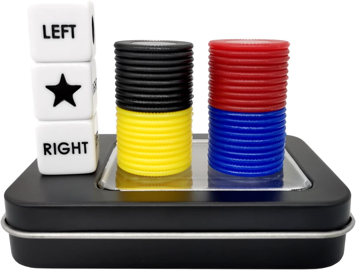 Left Right Center Dice Game Prime Set with 3 Dices + 40 Chips.Left on The Produc