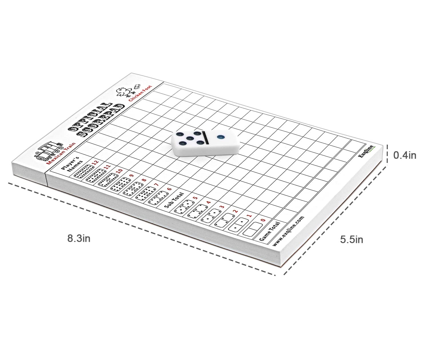 Exqline Mexican Train Dominoes Accessories 6.8 x 8.8 x 1.5 inches, White Set