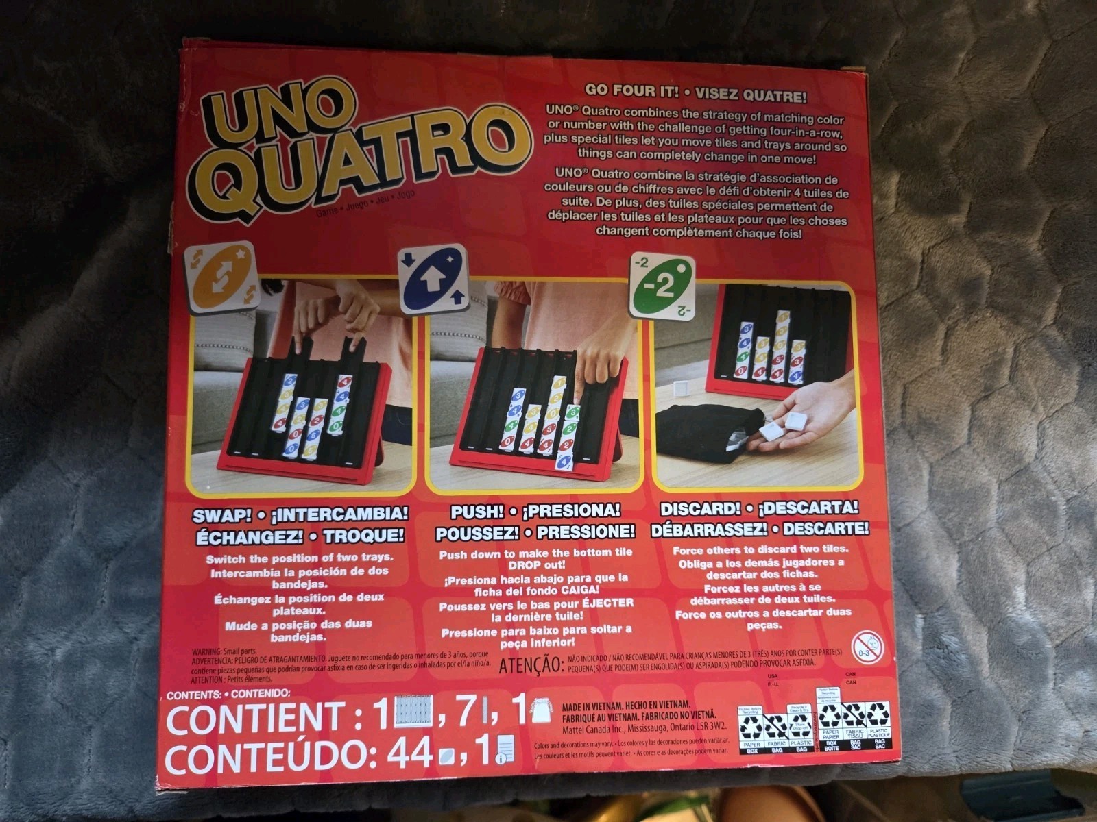 Uno Quatro Game Family Gaming Party Game Board Games Toys Kid Age 7+ NEW
