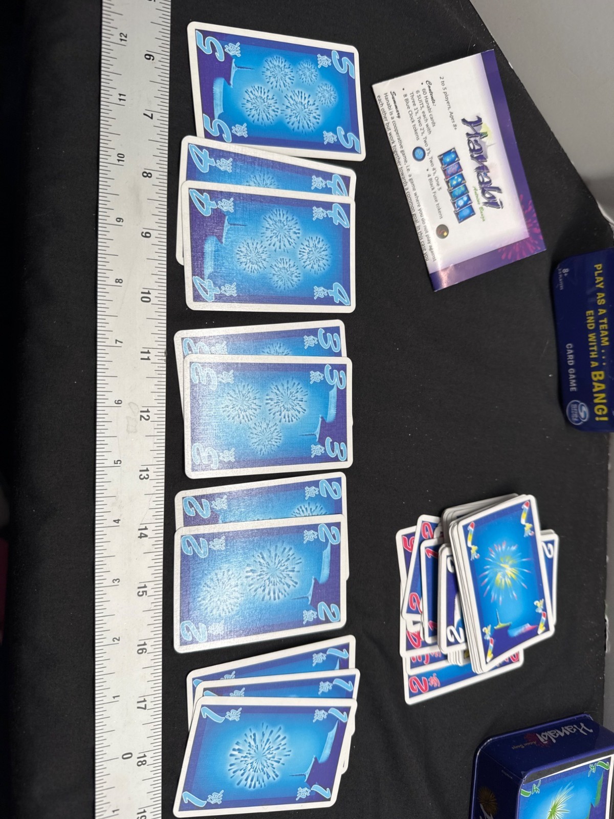 R&R Games Hanabi Fireworks Card Game Tin Travel Game Complete Excellent Light Sc