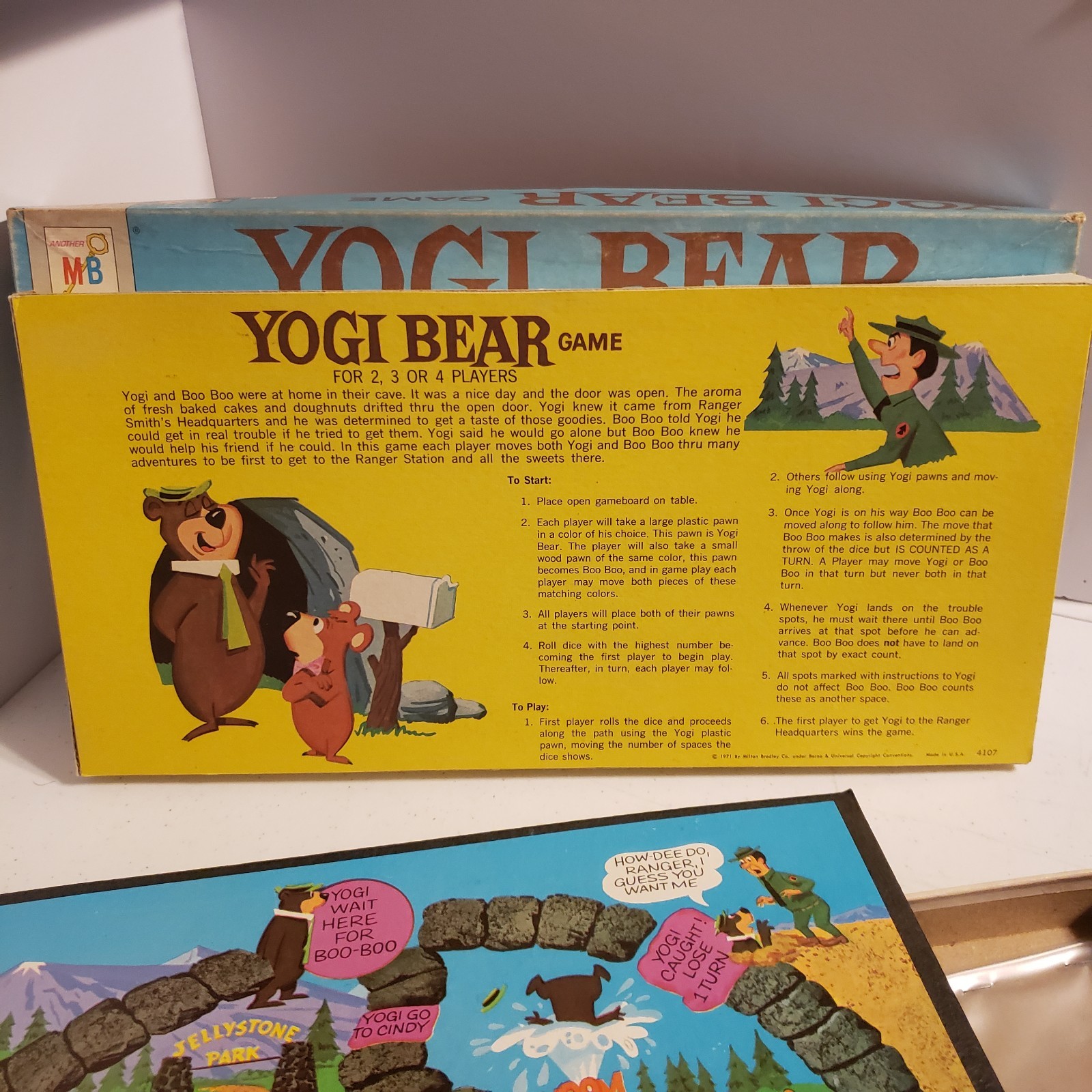 1971 Yogi Bear Board Game Vintage Milton Bradley 4107 Pieces In Picture Includ