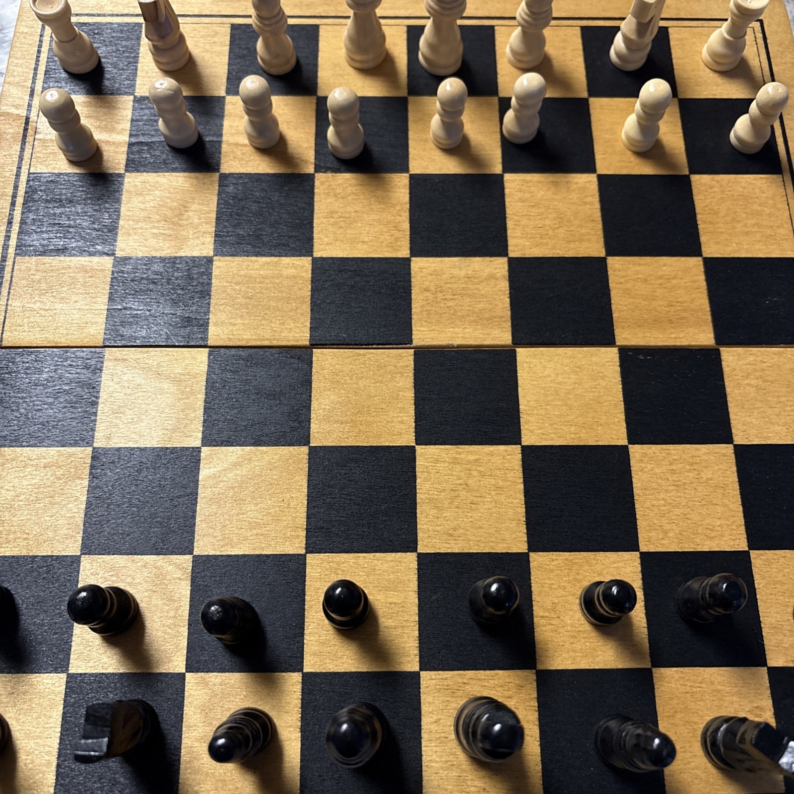 Wooden Chess, Checkers & Backgammon – Portable Three in One Combination Game Set