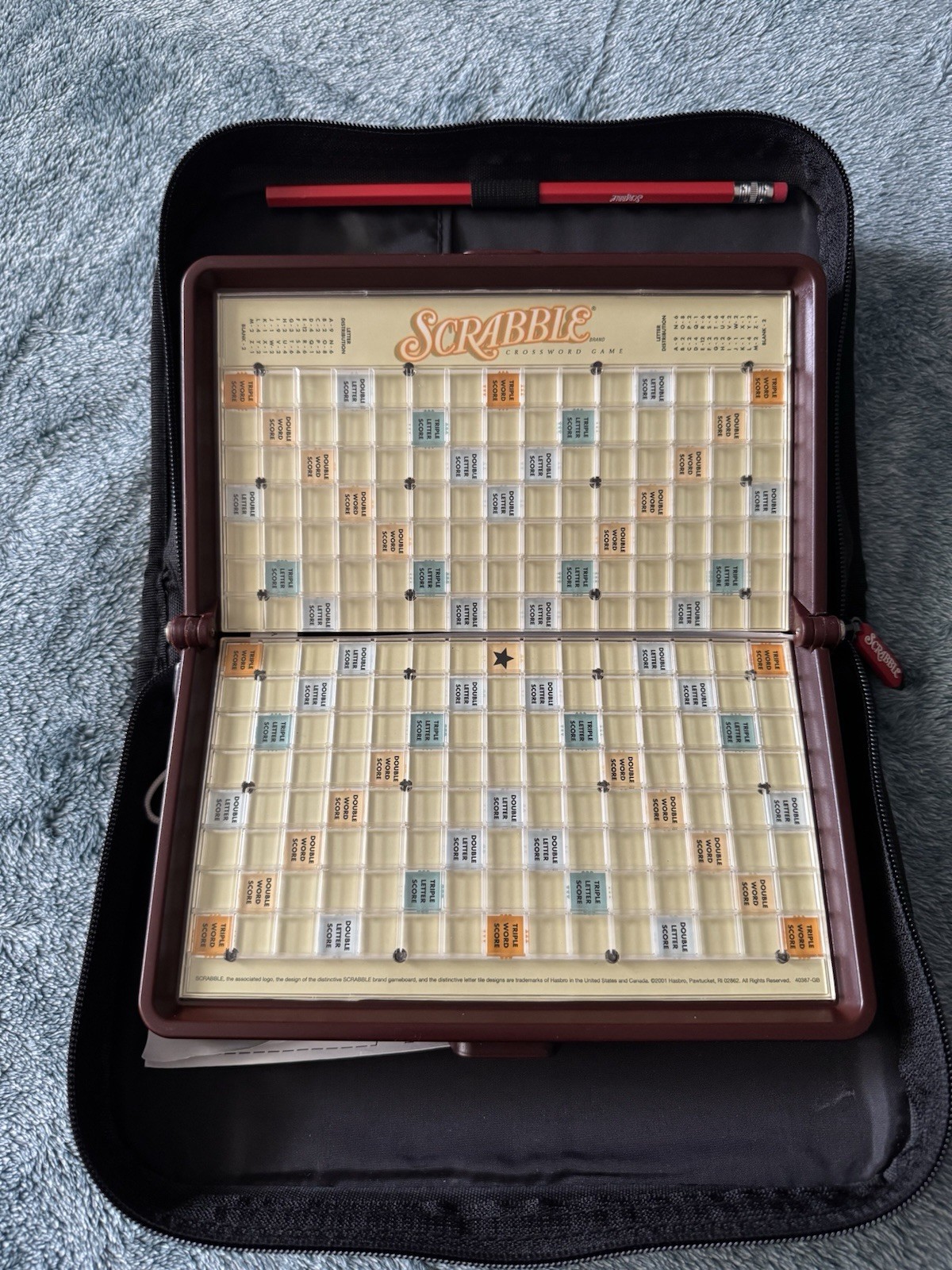Scrabble Travel folio edition deluxe zippered carrying case. Complete