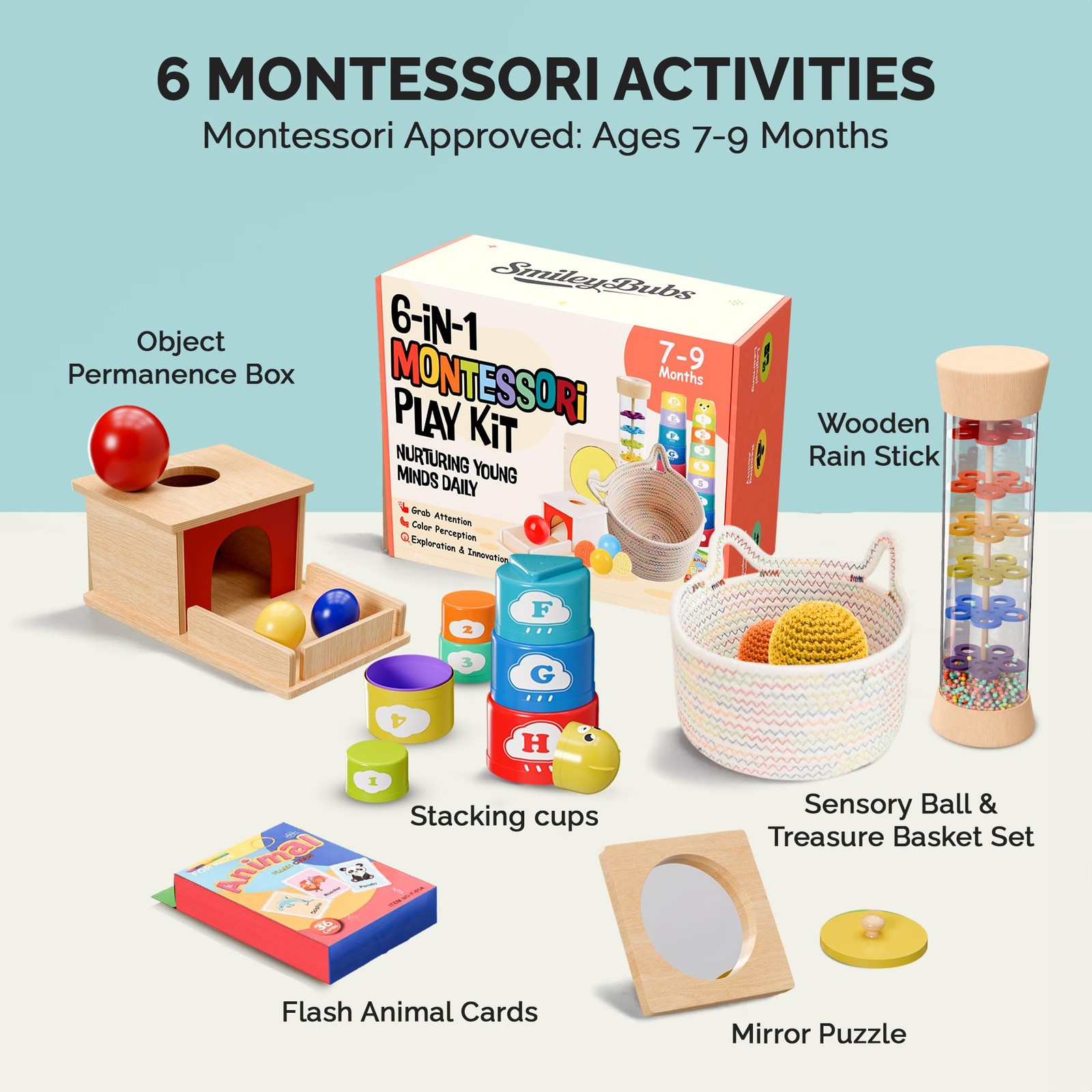 Baby Sensory Toys 7-9 Months Montessori Developmental Tools SmileyBubs Babies