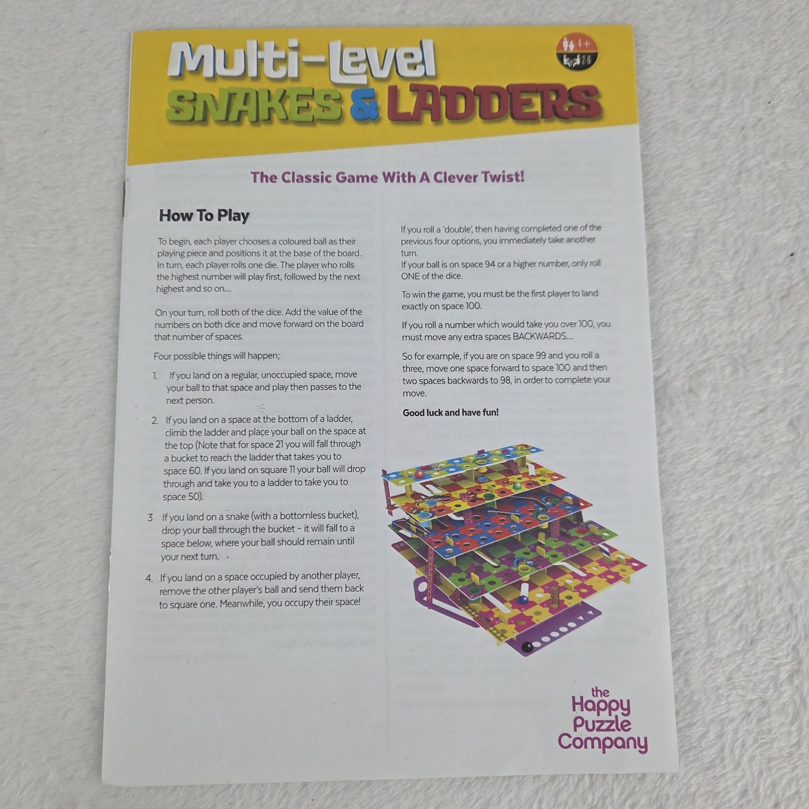 Multi-Level 3D Snakes And Ladders Board Game Happy Puzzle Company 2021 Complete