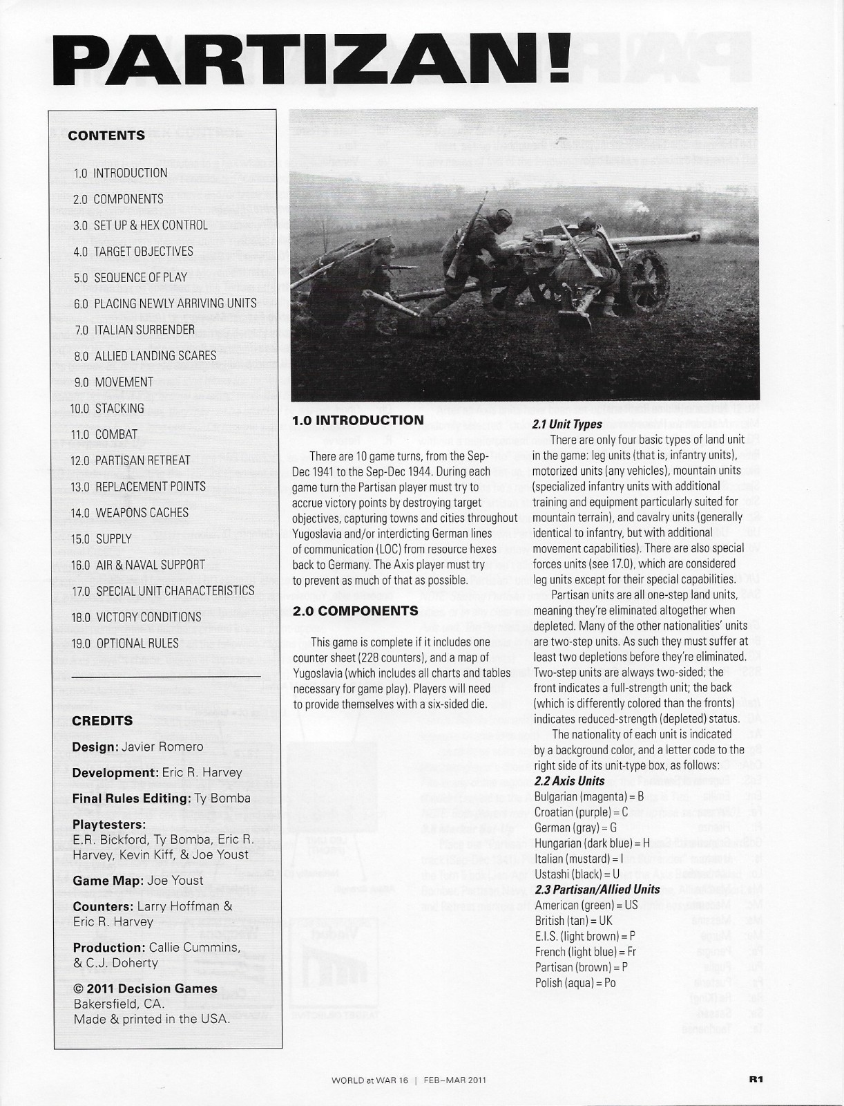 World at War #16 Partizan! The War in Yugoslavia 1942-44 unpunched