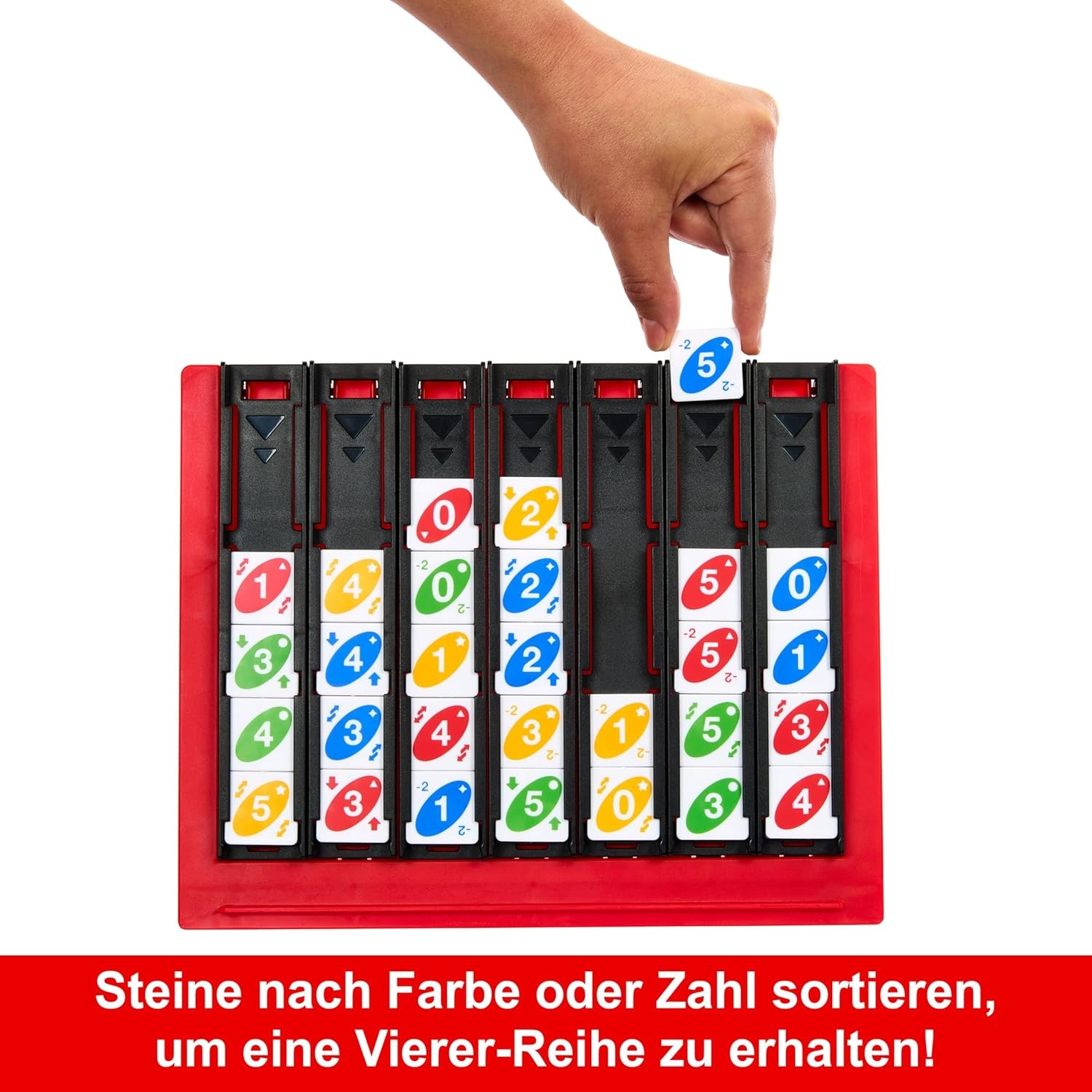 Mattel Games Uno Quatro Bricks Sort by Colors or Numbers Game 7+