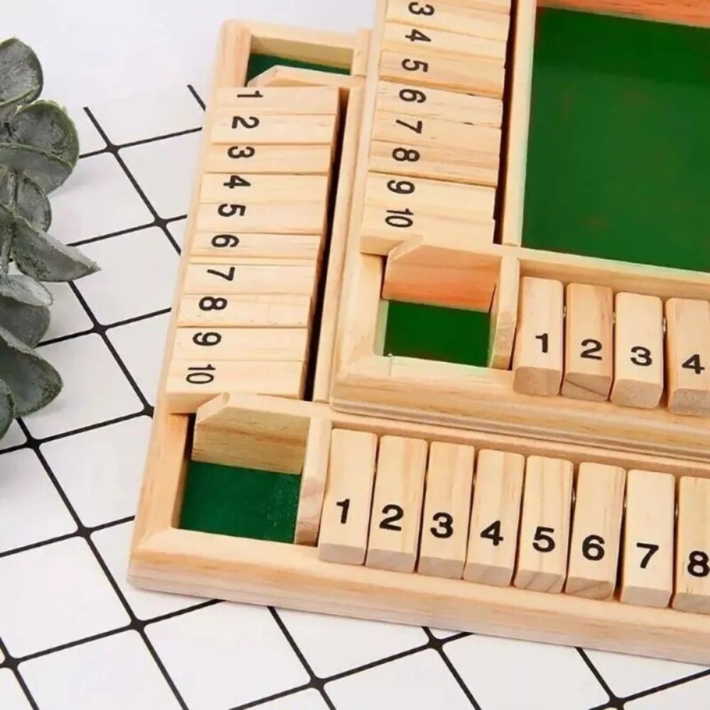 Wooden Dice Board Game Shut The Box for 4 Players Flaps & Dices Game **/-