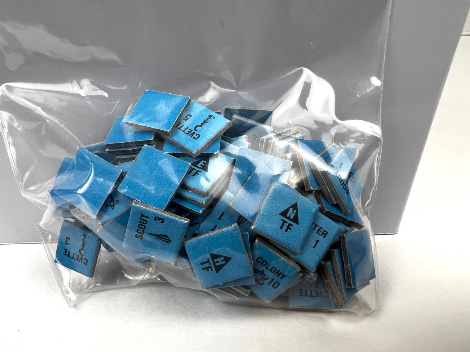 Vtg 1984 Avalon Hill Stellar Conquest Blue Cardboard Counters Lot of 130 Parts