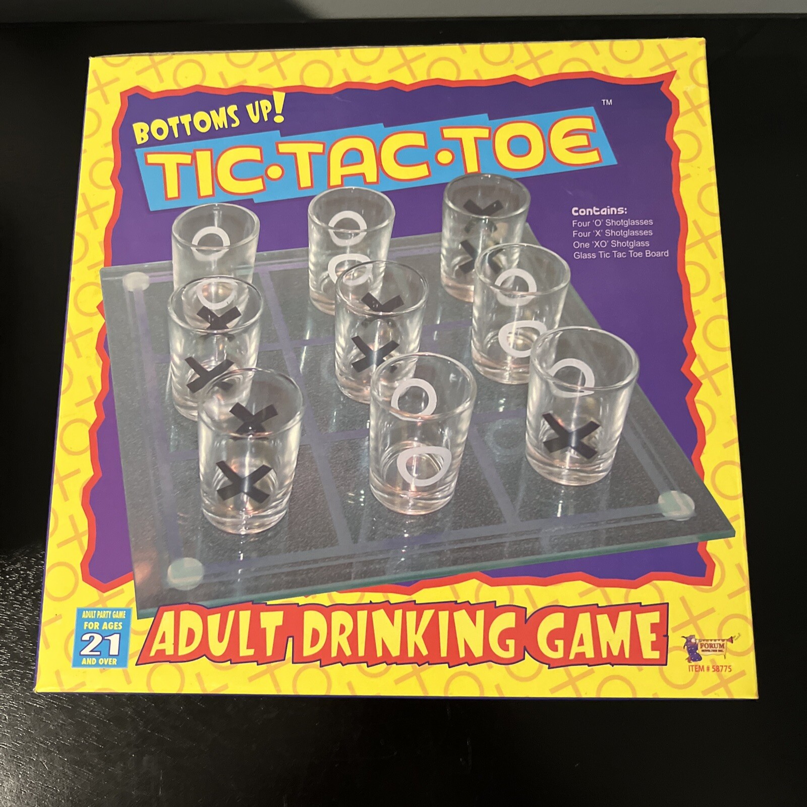 Party Drinking Game Tic Tac Toe Bottoms Up 9 Shot glasses Glass Board 21+ Adult