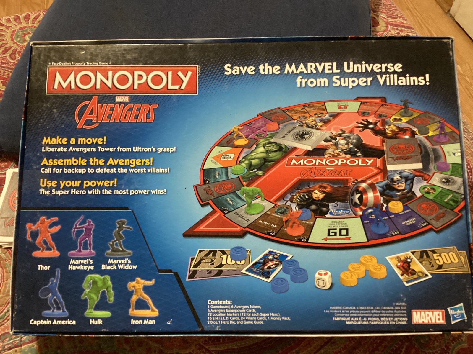 MONOPOLY MARVEL AVENGERS COMPLETE 2014 BOARD GAME! EXC. COND/ FREE POSTAGE!!!!!