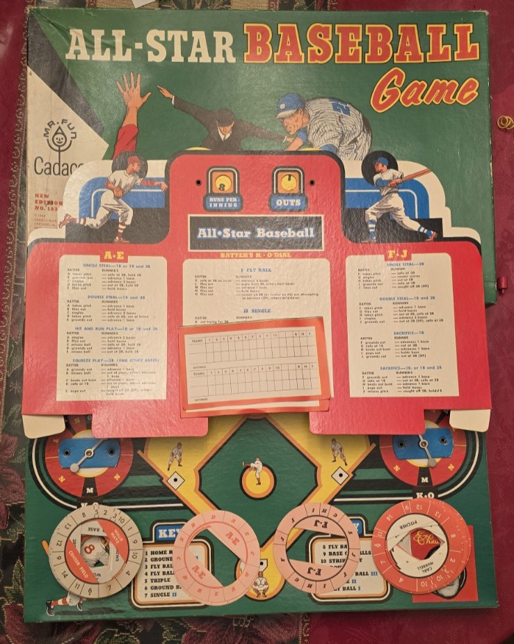 GAME SET 1962 Cadaco All-Star Baseball Game Play Ball Major League Stars VG COND