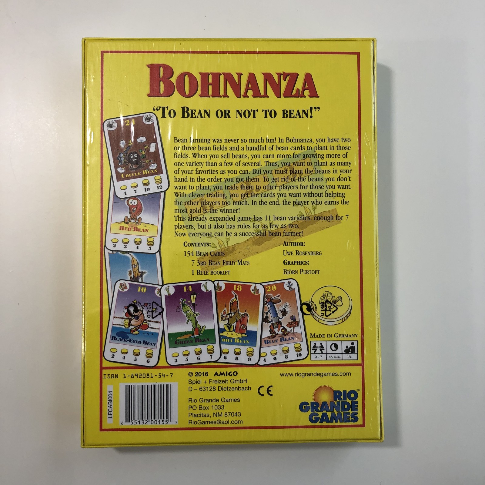Rio Grande Games Bohnanza To Bean Or Not To Bean Card Game RGG155 New Sealed