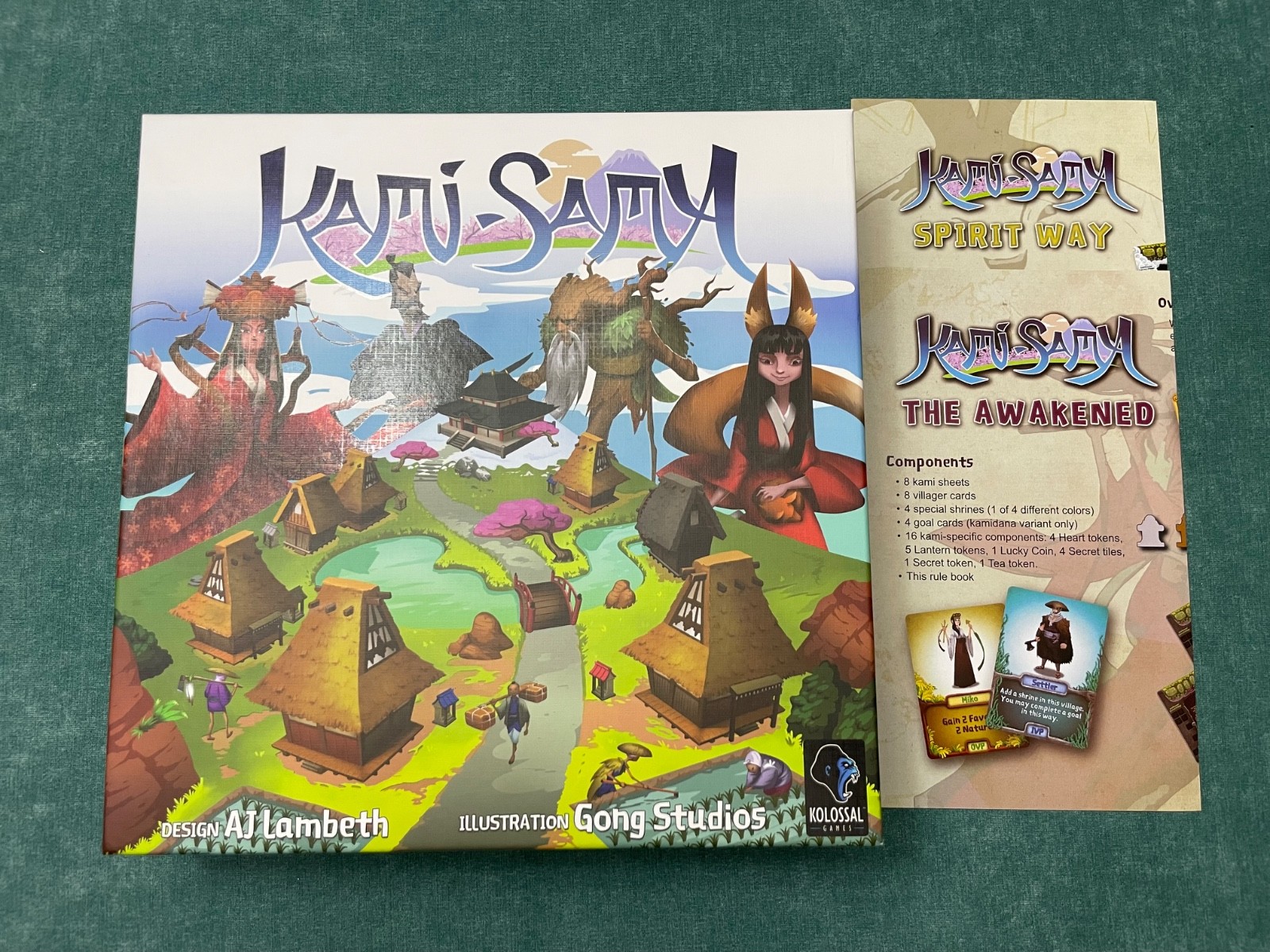 Kami-Sama Board Game with The Awakened + Spirit Way Expansions – NM Condition!