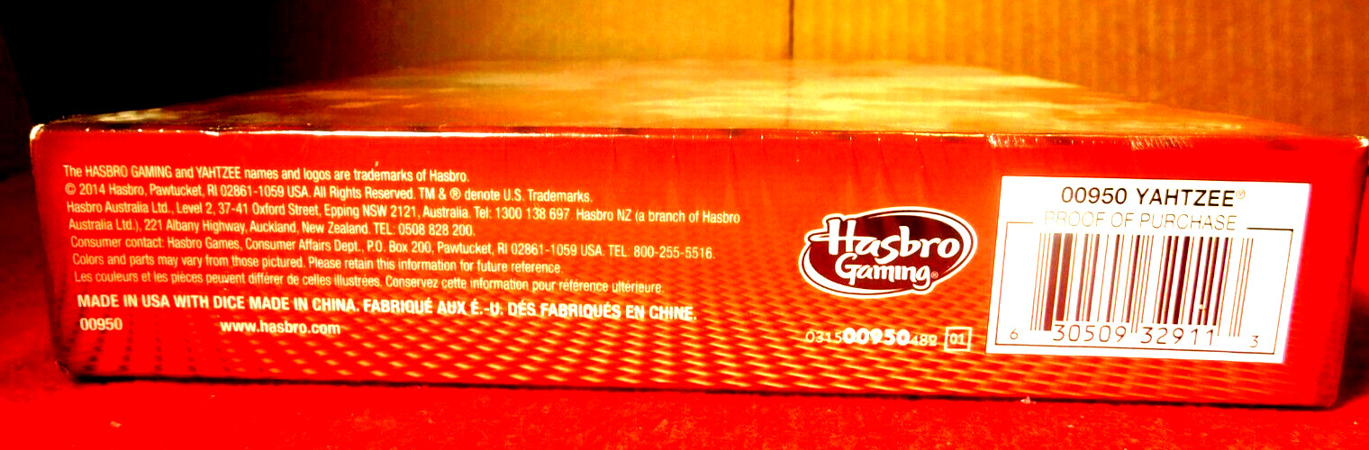 Hasbro Gaming~Yahtzee Dice Game Sealed NEW!!