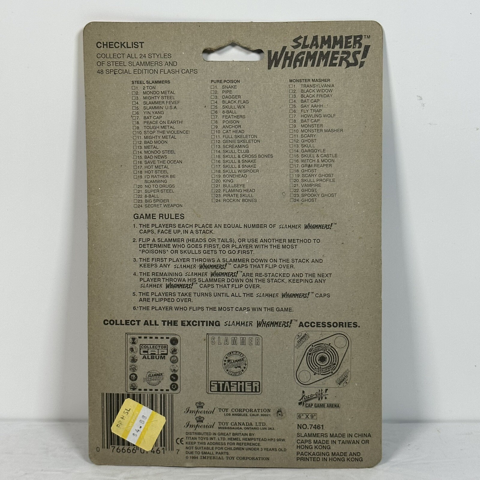 POGS 1994 Slammer Whammers! Super Steel Mondo Metal Slammers WORLDWIDE