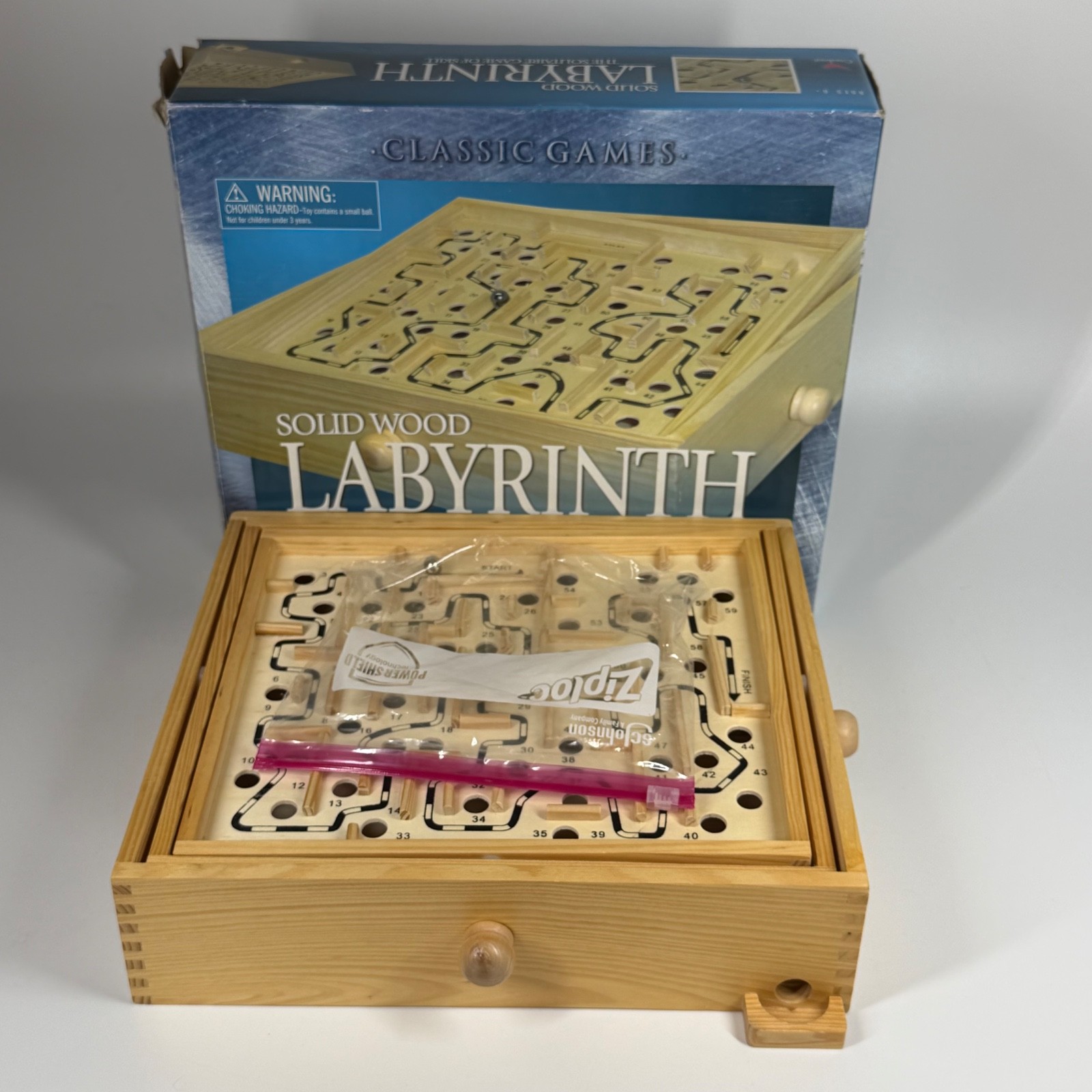 Vintage 2007 Cardinal Solid Wood Labyrinth Oak Finish Solitaire Game of Skill Ma