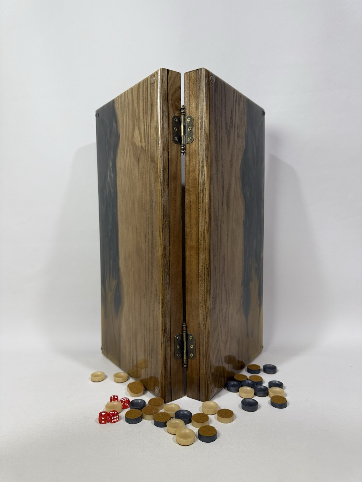 Exclusive Gold Backgammon Board, Wood & Epoxy Resin, Handmade Luxury Game Set