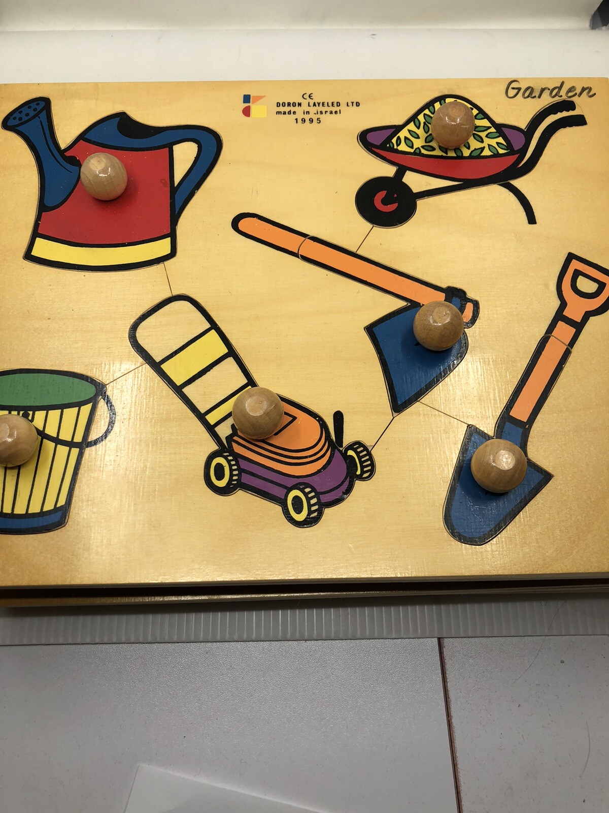 Lot of 3-Wooden Jumbo Peg Puzzles-Vintage Doron Layeled 1995/96 Made In Israel
