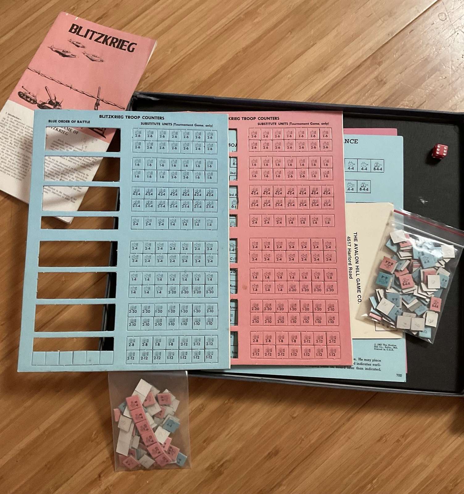 Lot 4 VTG Avalon Hill Games: Blitzkreig, Battle of Bulge, Tactics II, War at Sea