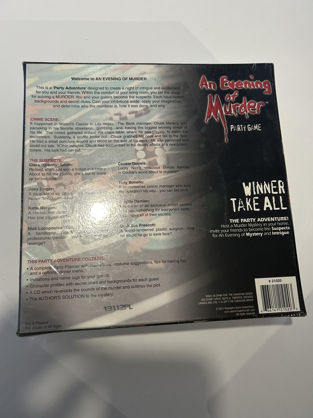 An Evening of Mystery Party Game Winner Take All 8 Adult Players – NEW SEALED