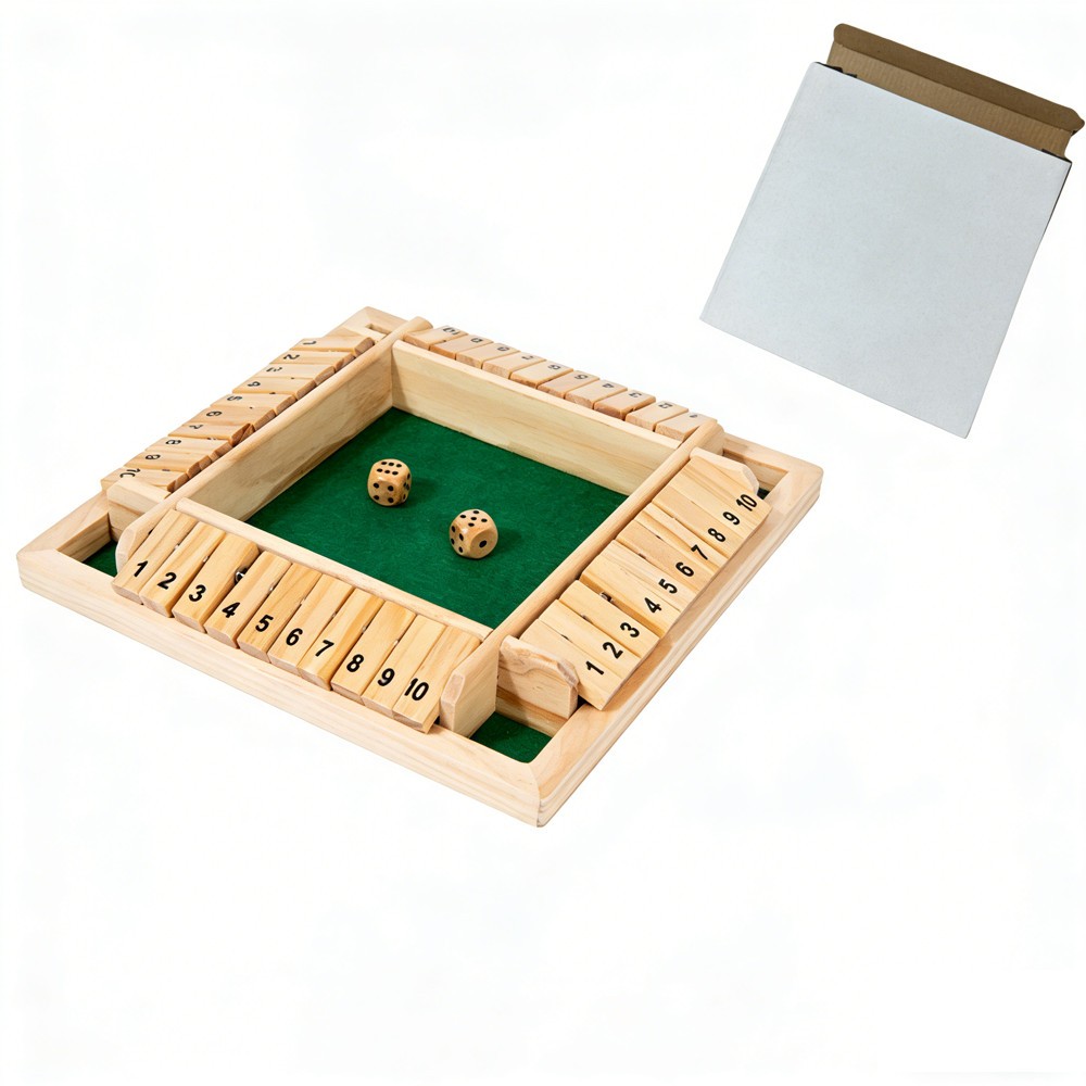 Wooden dice Board game shut The box for 4 players Flaps & dices Game fast ship.