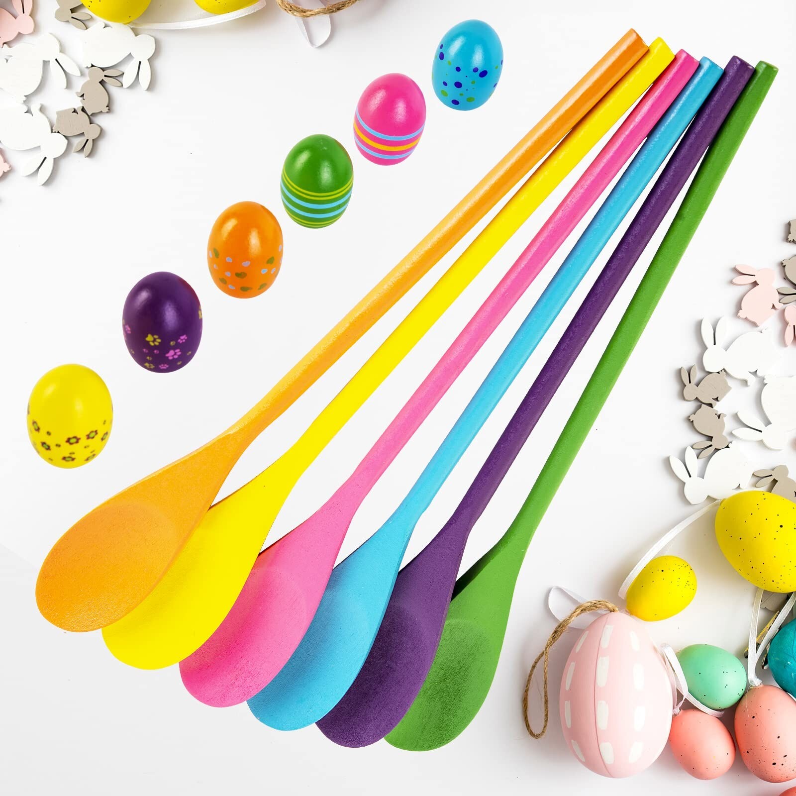 6 Players Easter Egg and Spoon Race Game Set, Easter Party Favor for Kids and…