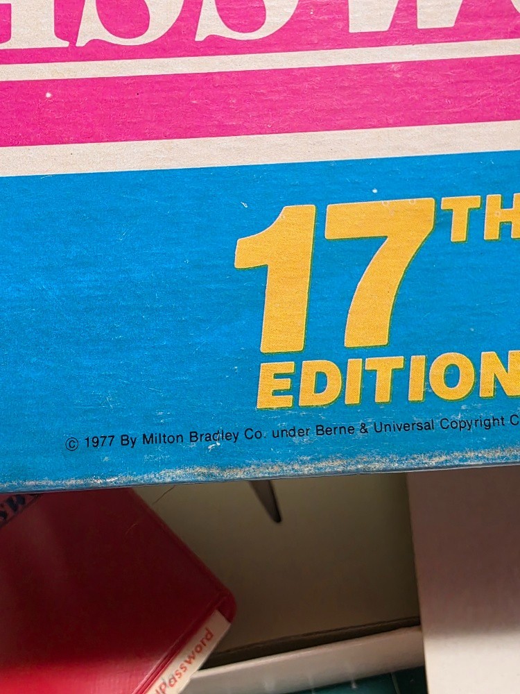 Milton Bradley Vintage 1977 Password 17th Edition Board Game #4260