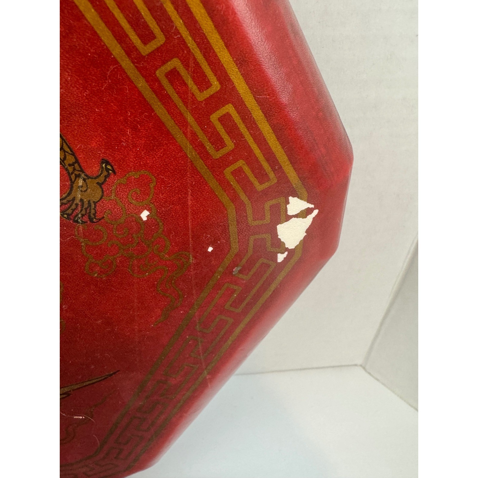 VTG Chinese Checkers Wood Box Set Dragon Phoenix Glass Marbles Some missing