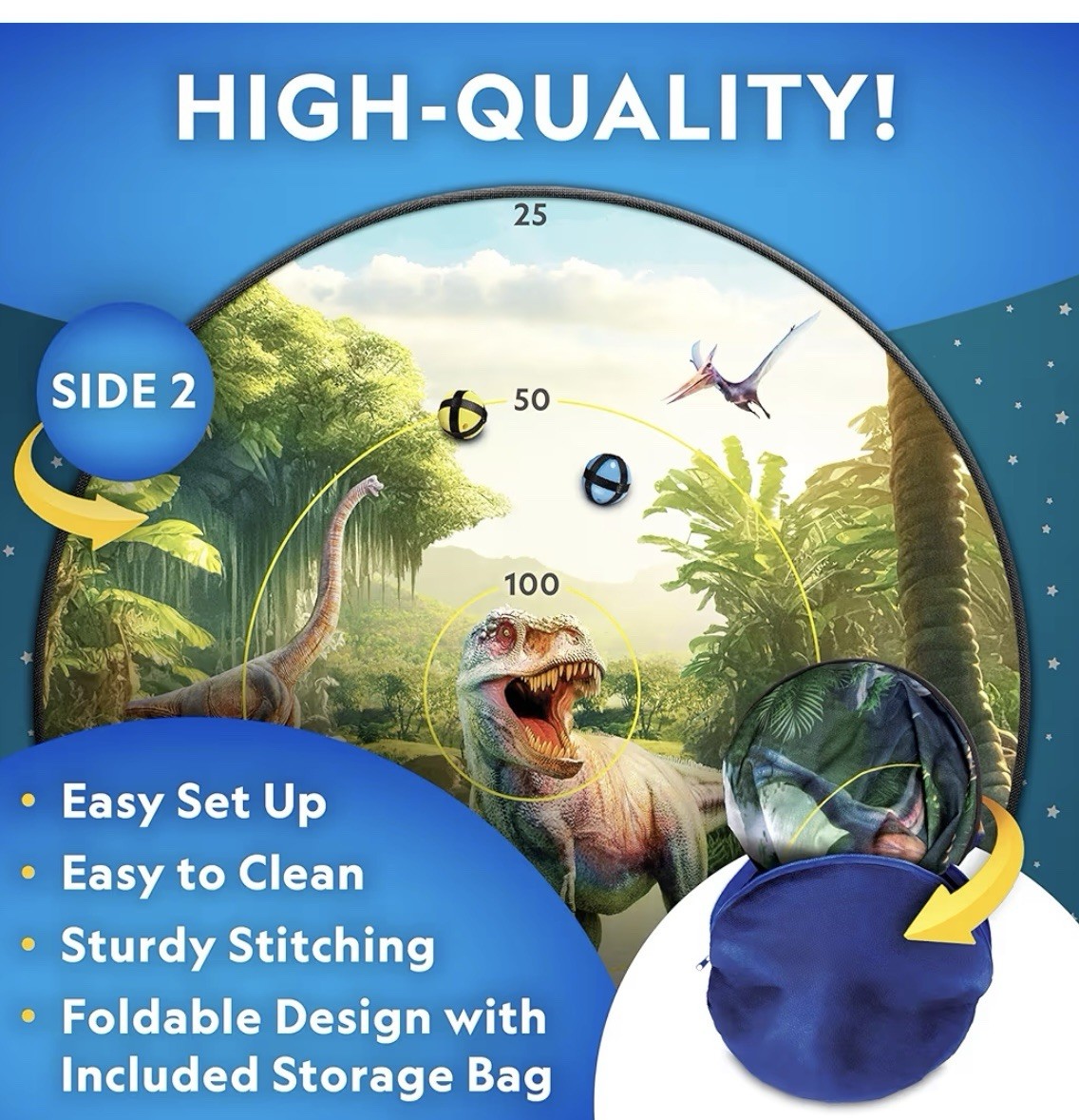 National Geographic Kids Dart Board – 28″ Reversible Dartboard with Sticky Balls