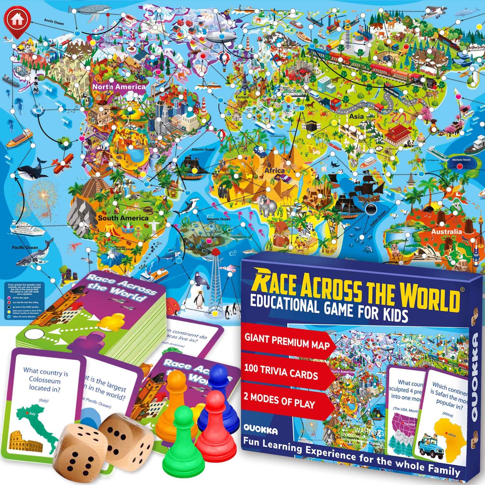 QUOKKA Board Game 1 to 10 Players – Learning, Educational – Geography, World – 1