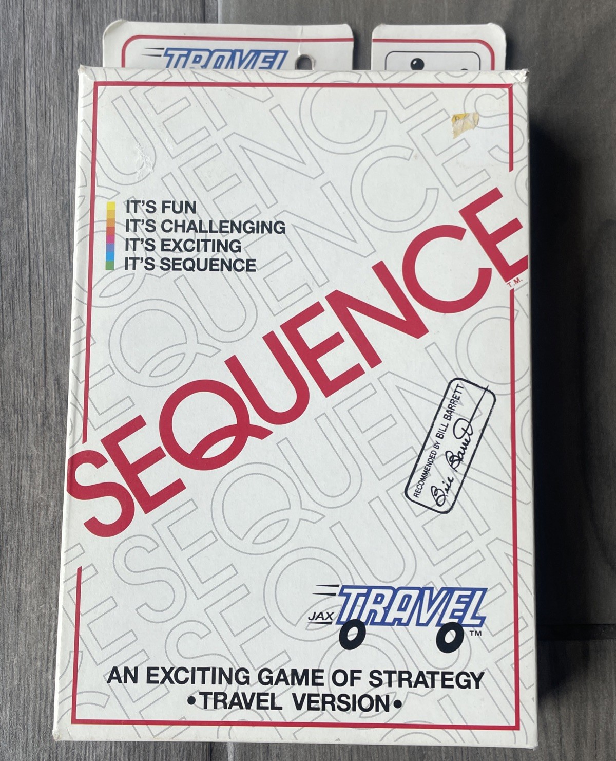 Sequence TRAVEL Board Game A Game of Strategy JAX Ltd 1994 VERY GOOD CLEAN COND