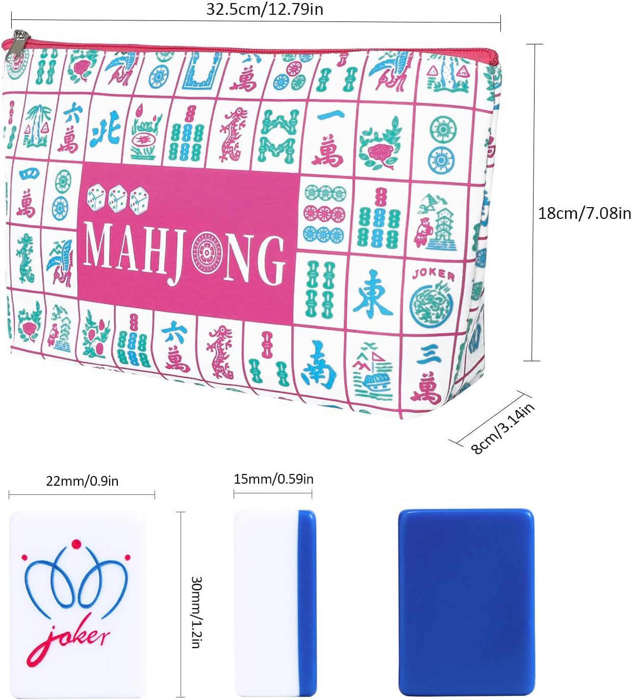 160 Deep Blue Engraved American Mahjong Game Set with Carrying Bag and Accessori