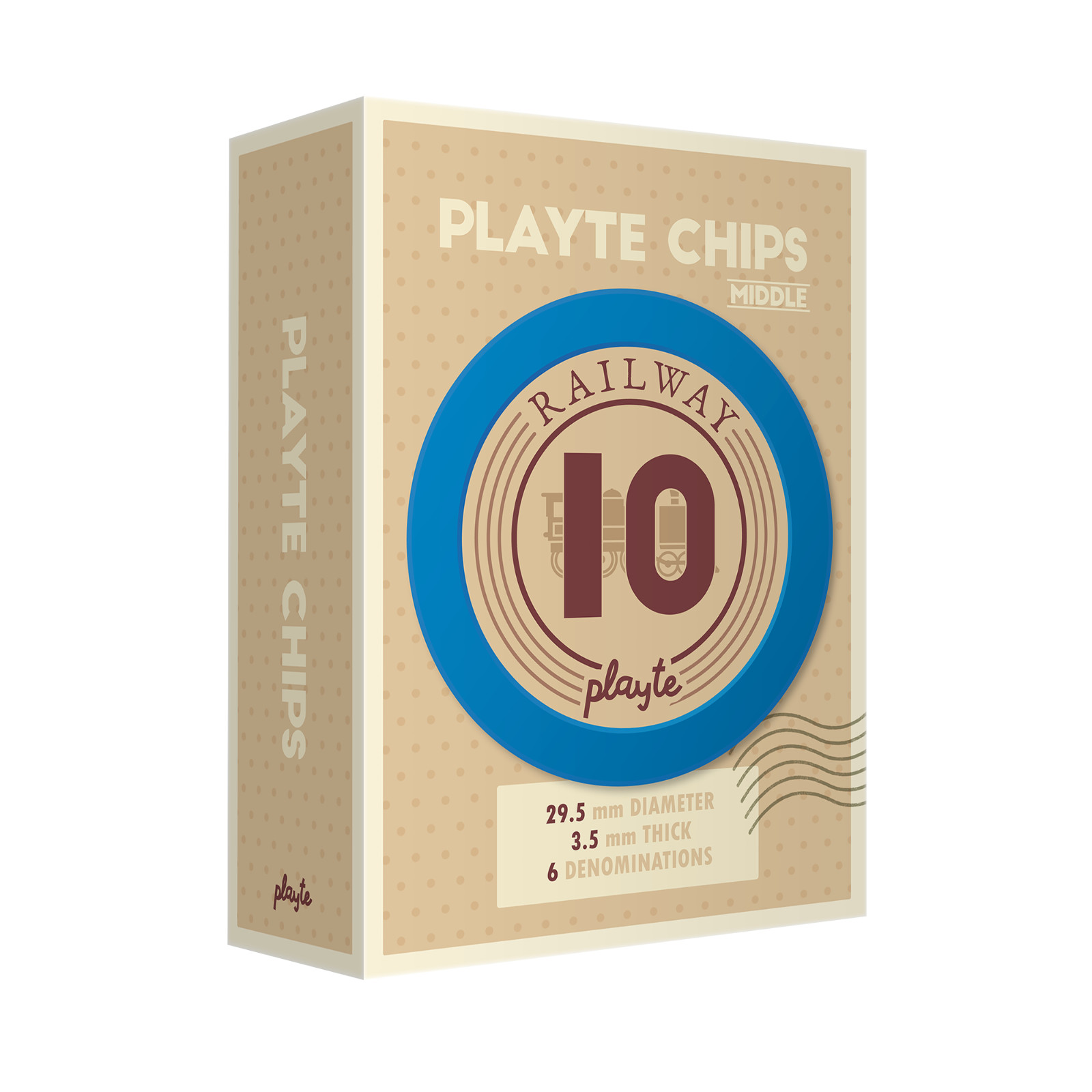 Playte Middle Railway Chips – 80pcs Premium Heavy 4.3g Board Game Tokens Set.