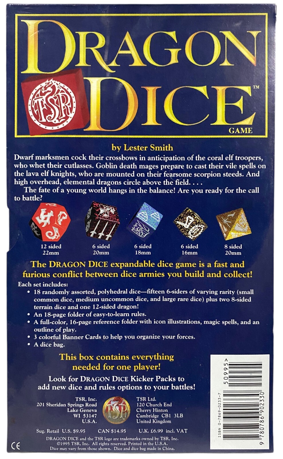 TSR Dragon Dice Game Starter Set Box Vintage 1995 BRAND NEW SEALED Lester Smith