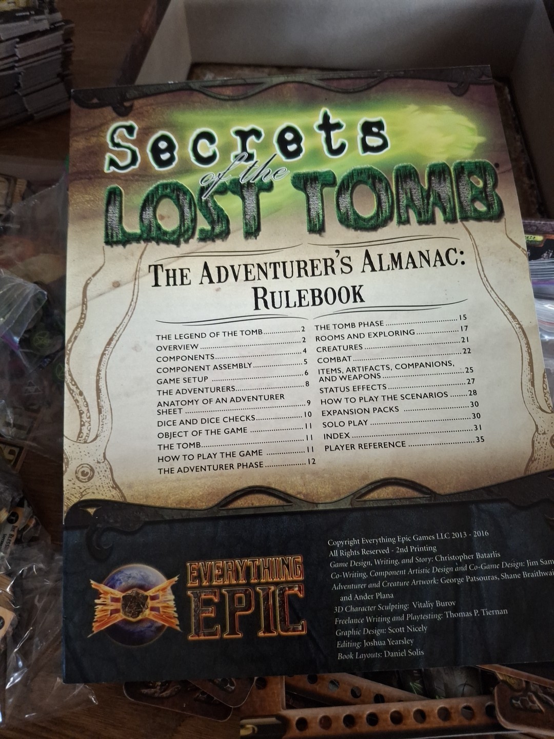 Everything Epic Boardgame Secrets of the Lost Tomb (2nd Ed) Box EUC 100% Complet