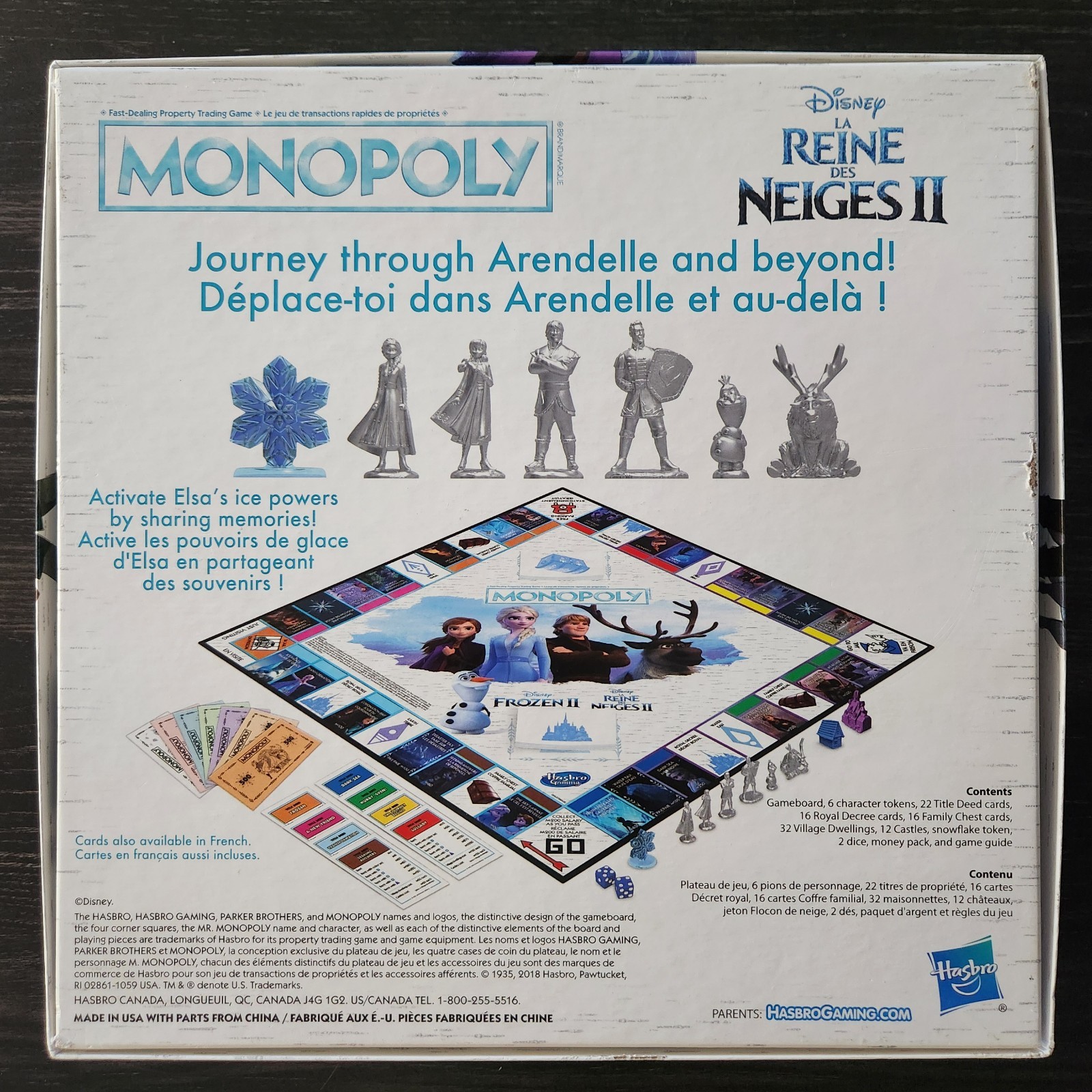 Monopoly Disney Frozen Board Game Bilingual Edition with Elsa Olaf Anna Kristoff